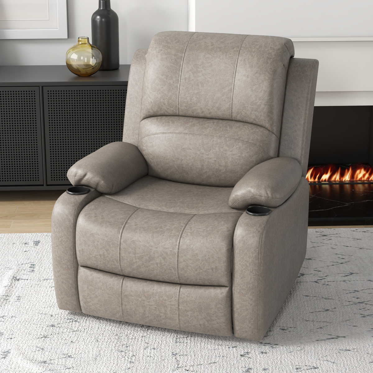 HOMCOM Recliner Armchair for Living Room, Recliner Chair with Cup Holder - Image 2