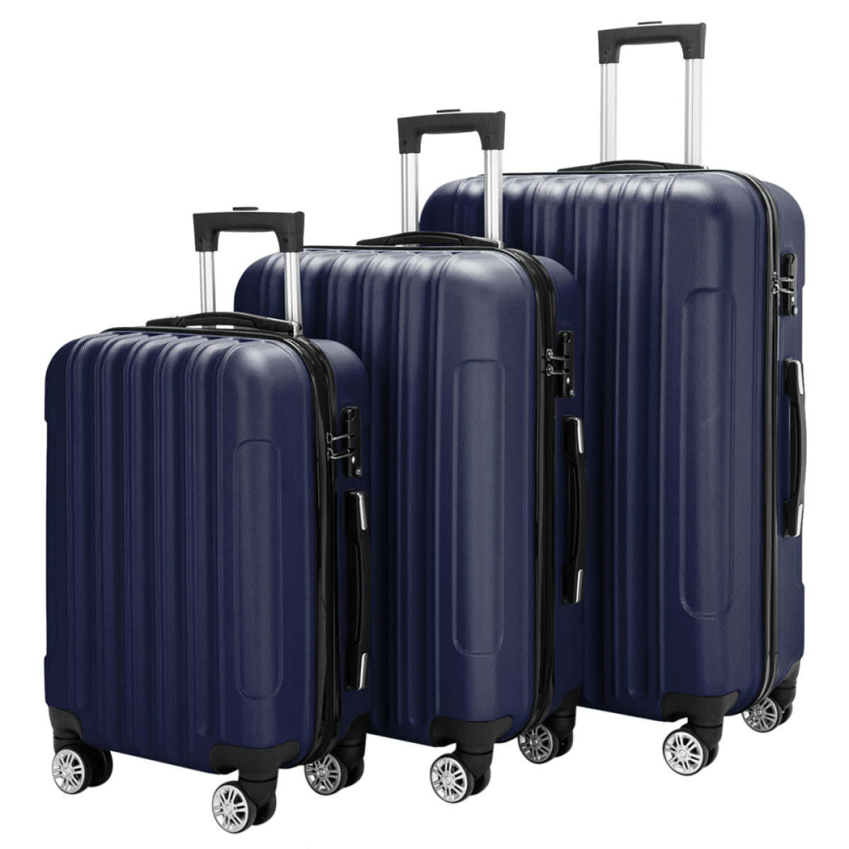 3 Pcs Suitcase Lightweight ABS Carry-on Hand Luggage 4 Spinner Wheels Trolley Case - Image 3