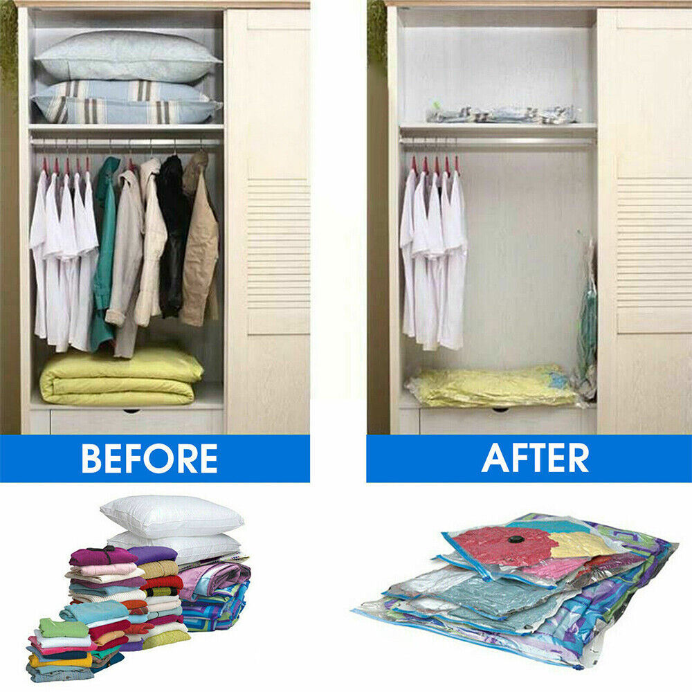 12 X STRONG VACUUM STORAGE SPACE SAVER SAVING VACUM VACCUM LARGE ORGANISER BAGS - Image 2