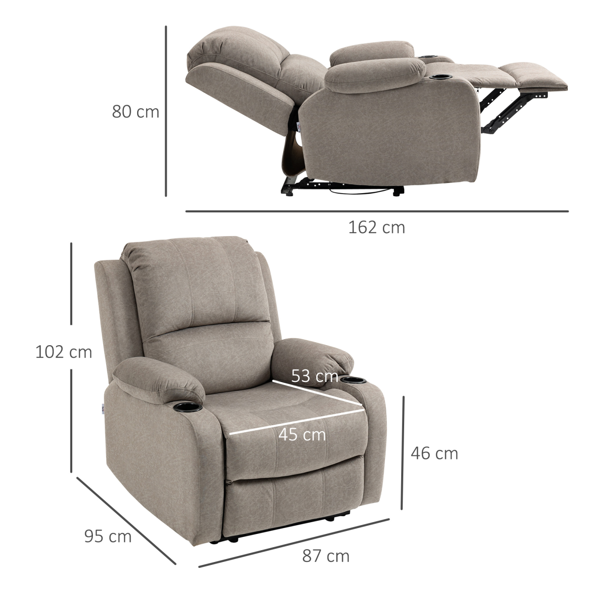 HOMCOM Recliner Armchair for Living Room, Recliner Chair with Cup Holder - Image 3