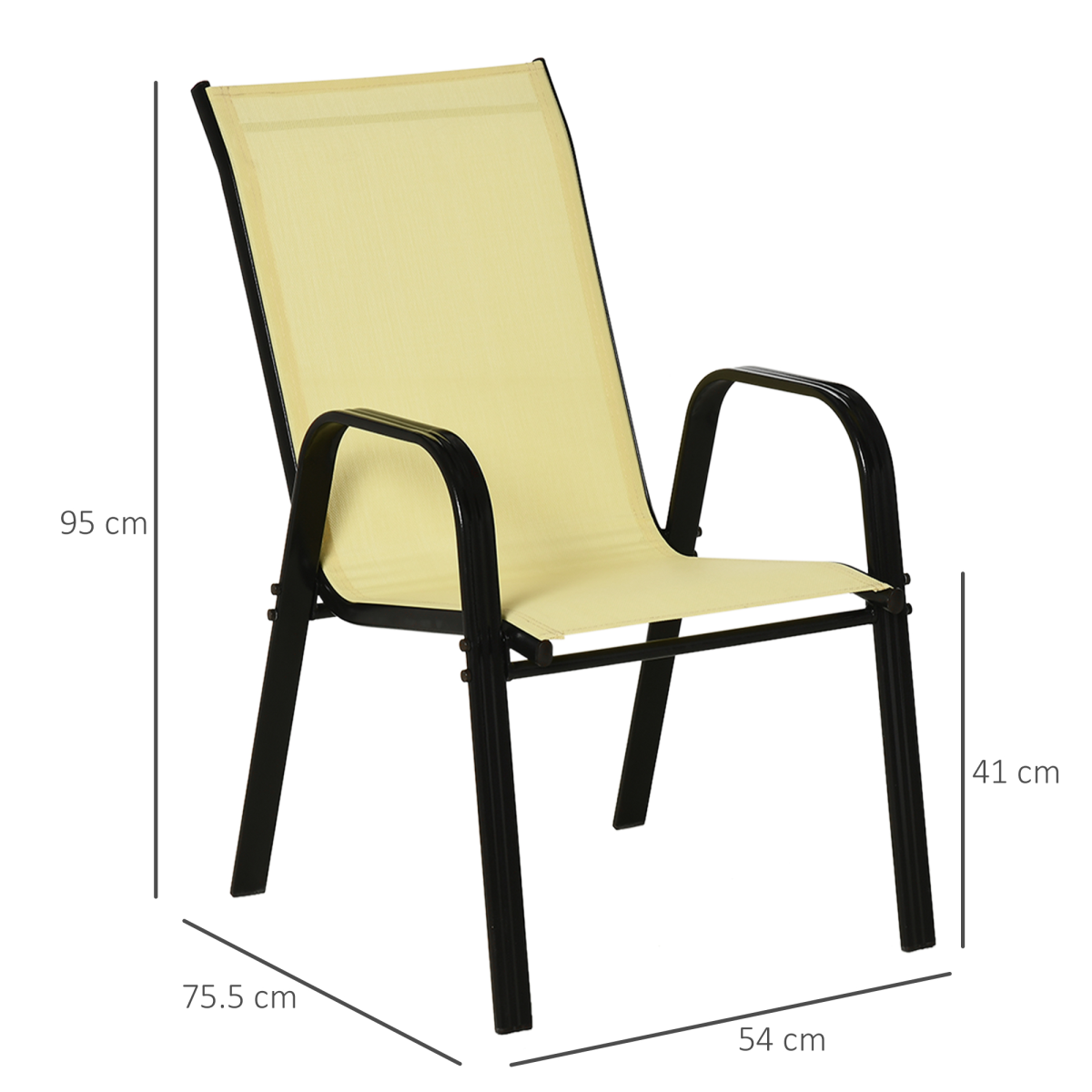 Set of 4 Garden Dining Chair Set Outdoor w/ High Back Armrest Beige Outsunny - Image 3