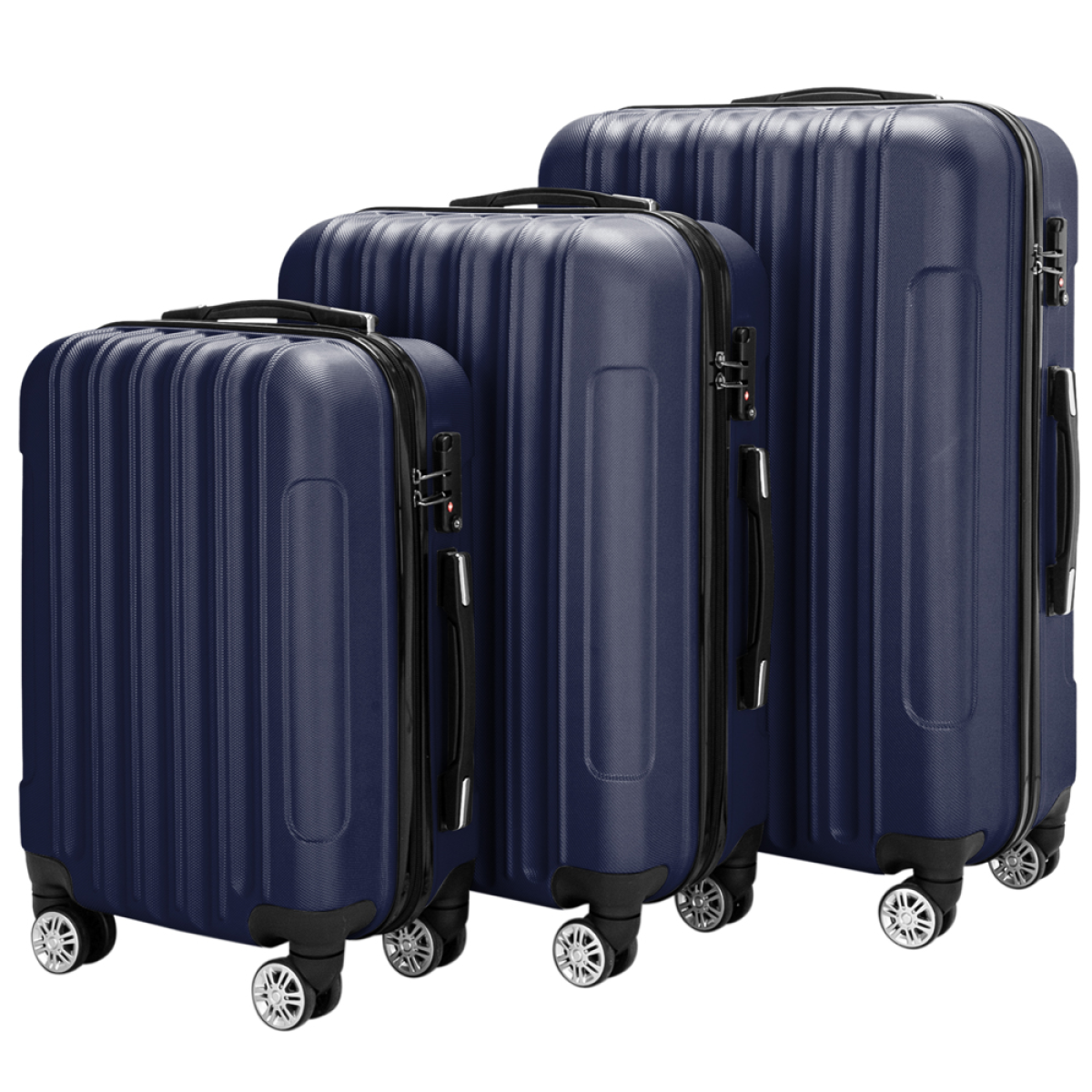 3 Pcs Suitcase Lightweight ABS Carry-on Hand Luggage 4 Spinner Wheels Trolley Case - Image 4