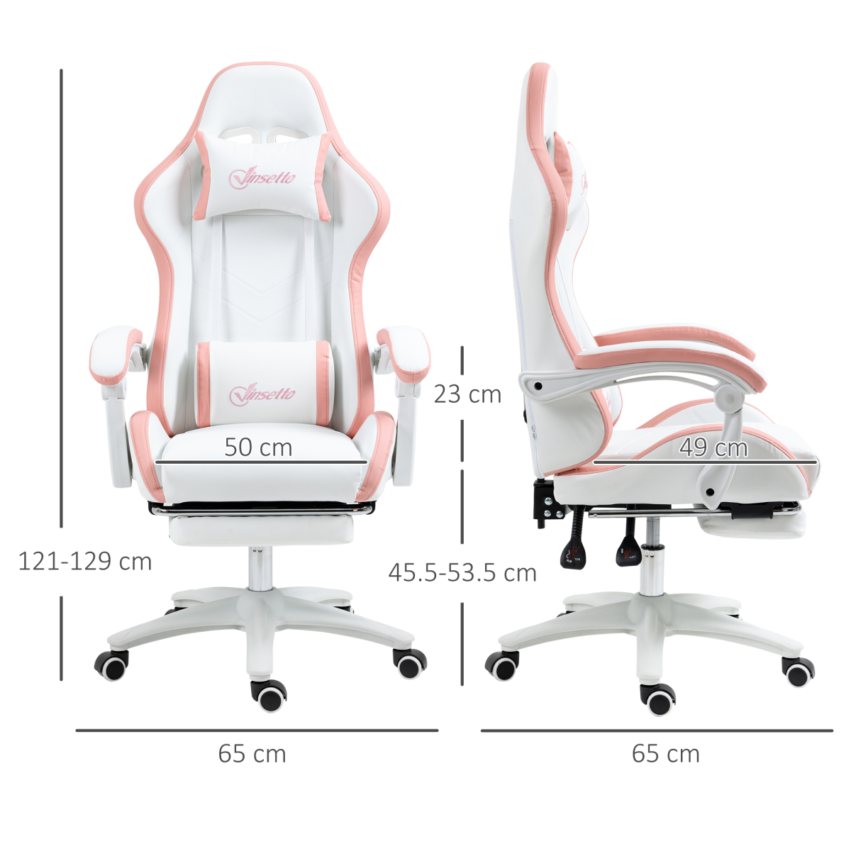 Vinsetto Racing Style Gaming Chair with Reclining Function Footrest, Pink - Image 3