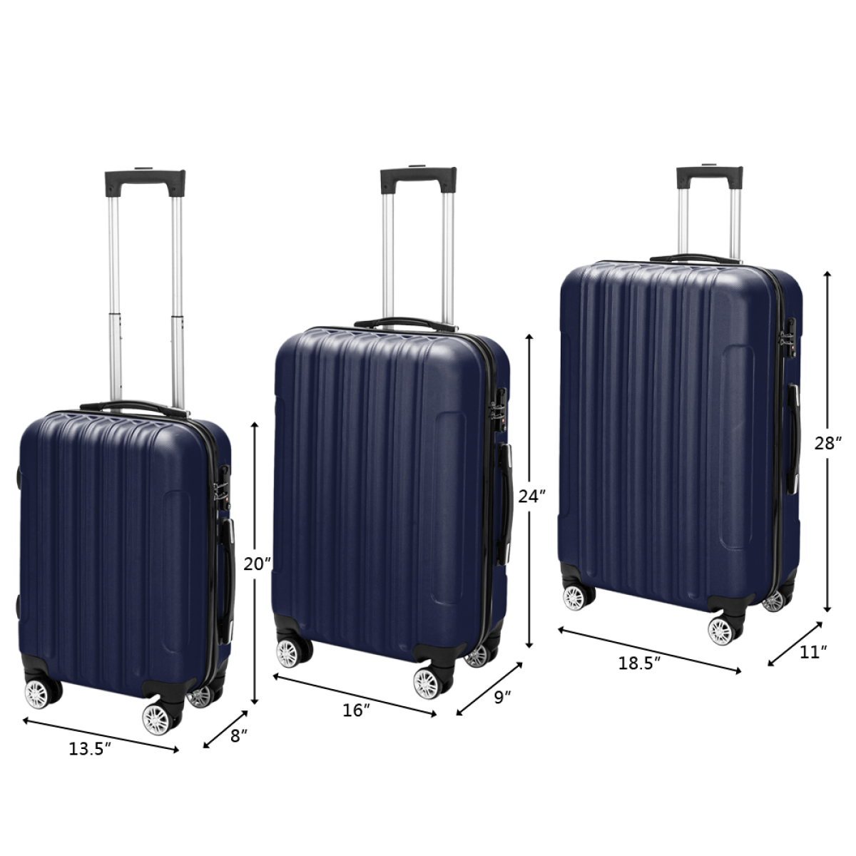 3 Pcs Suitcase Lightweight ABS Carry-on Hand Luggage 4 Spinner Wheels Trolley Case - Image 5