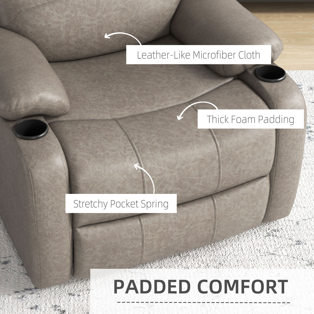 HOMCOM Recliner Armchair for Living Room, Recliner Chair with Cup Holder - Image 5