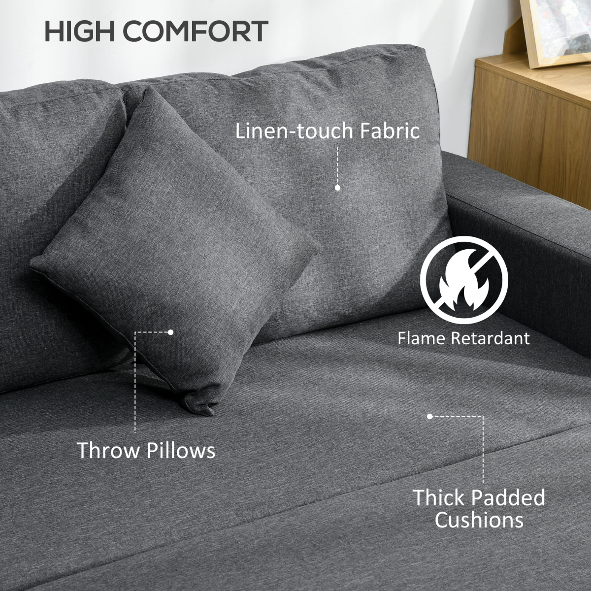 HOMCOM Corner Sofa Bed with Storage, 3 Seater Pull Out Sofa Bed, Dark Grey - Image 5