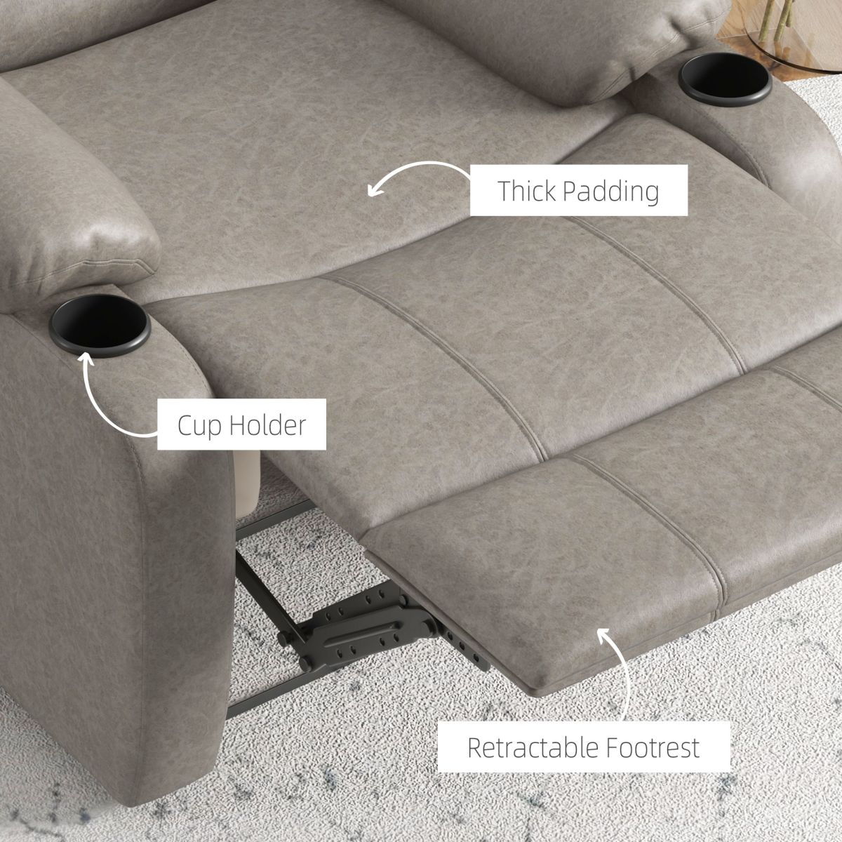 HOMCOM Recliner Armchair for Living Room, Recliner Chair with Cup Holder - Image 6
