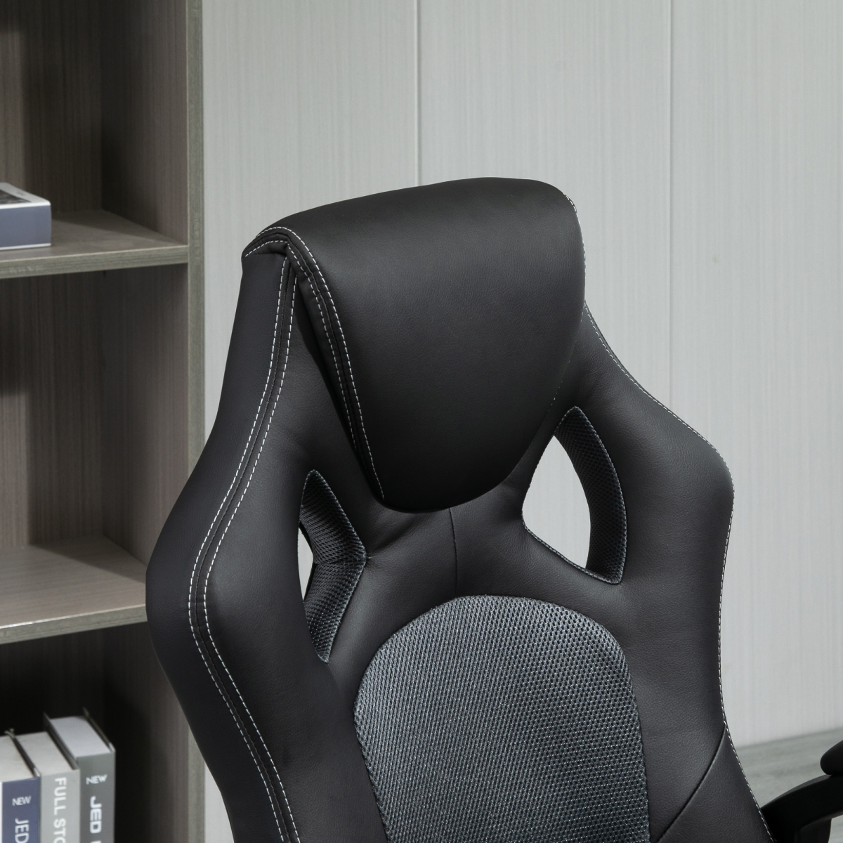 Executive Racing Swivel Gaming Office Chair PU Leather Computer Desk Chair Grey - Image 7