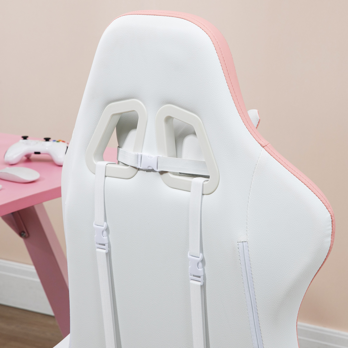 Vinsetto Racing Style Gaming Chair with Reclining Function Footrest, Pink - Image 7