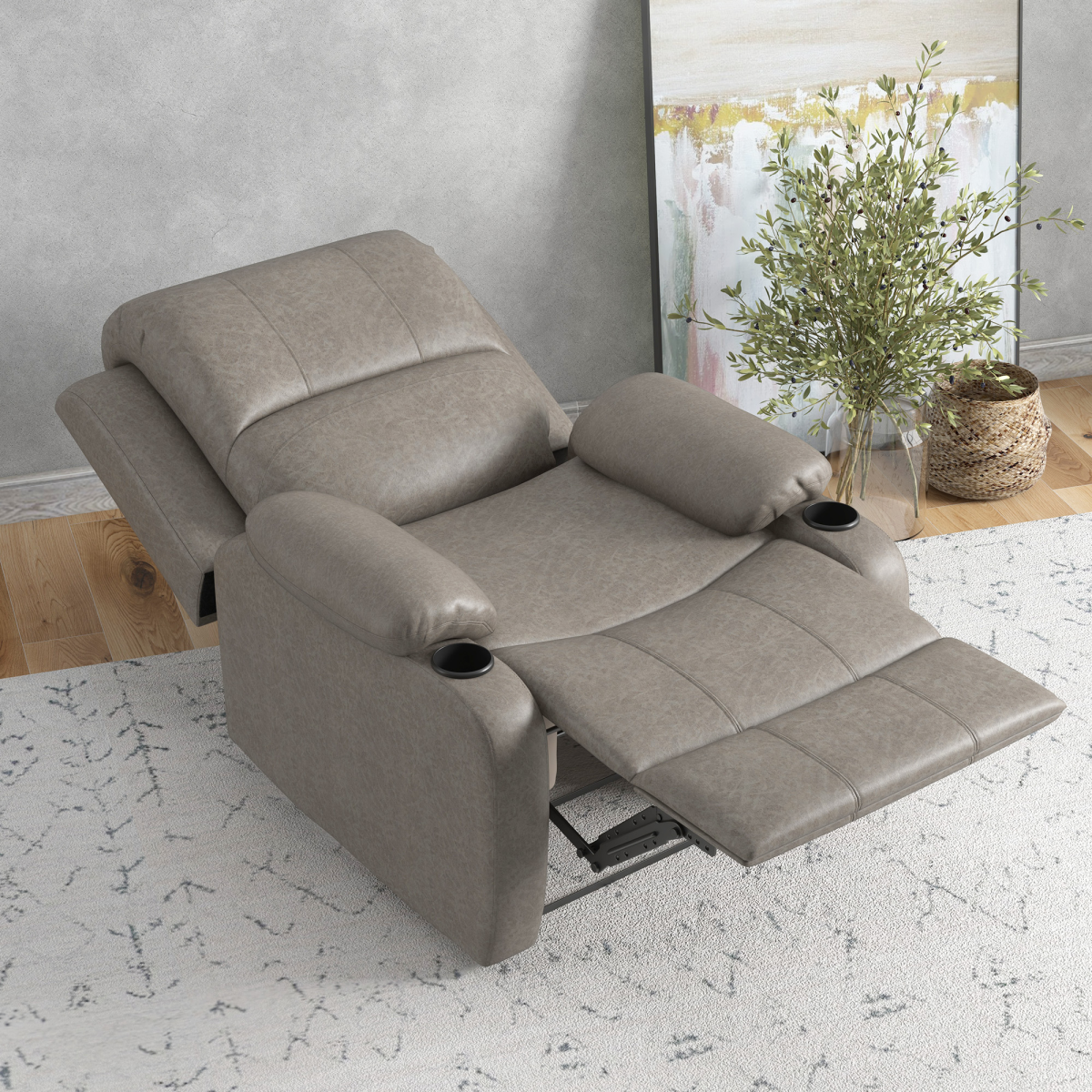 HOMCOM Recliner Armchair for Living Room, Recliner Chair with Cup Holder - Image 8