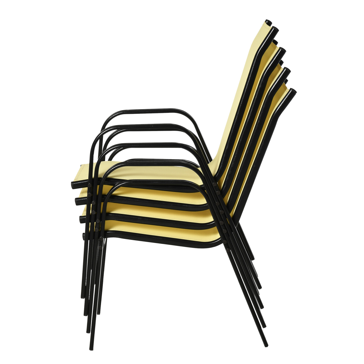 Set of 4 Garden Dining Chair Set Outdoor w/ High Back Armrest Beige Outsunny - Image 8