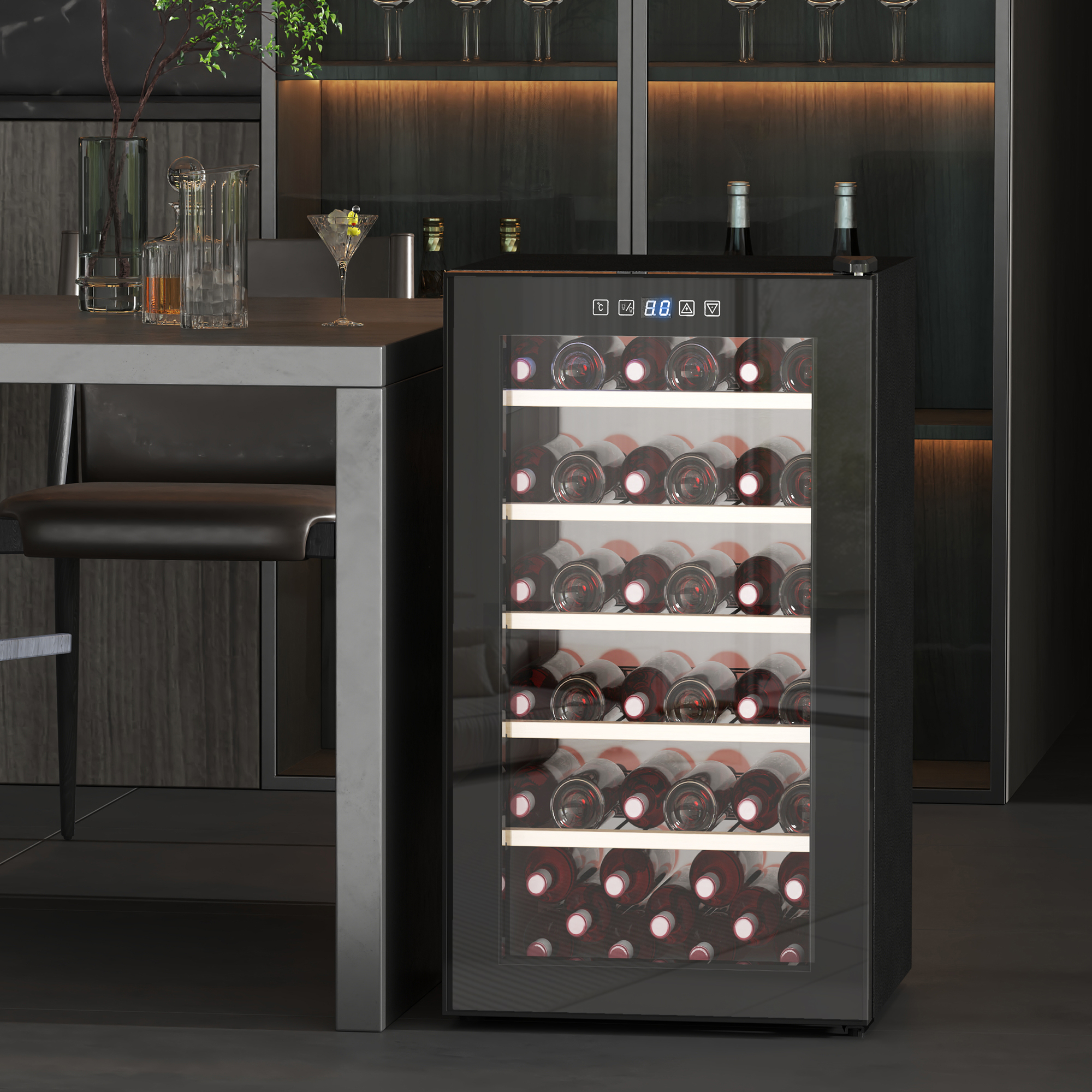 HOMCOM 41 Bottle Wine Cooler Fridge, Freestanding Wine Refrigerator - Image 2