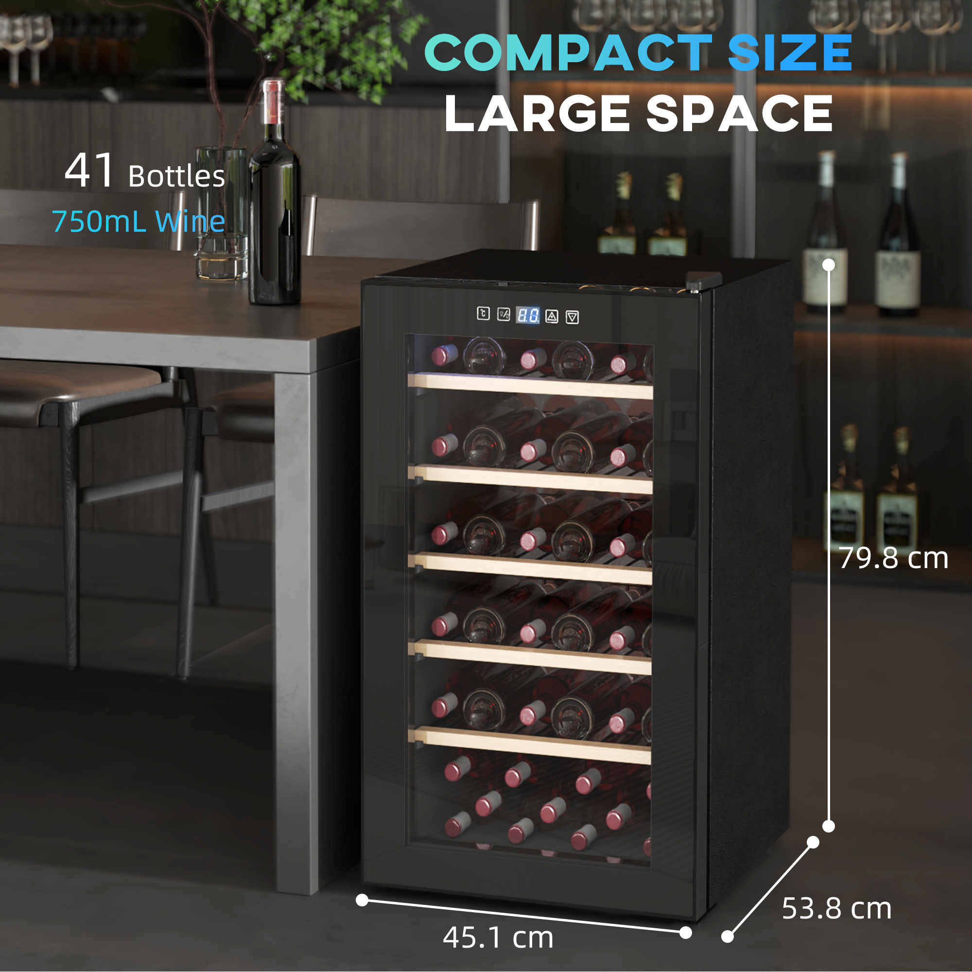 HOMCOM 41 Bottle Wine Cooler Fridge, Freestanding Wine Refrigerator - Image 5