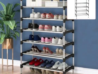 6-Tier Metal Shoe Rack – Freestanding Heavy Duty Storage Shelf for Shoes, Boots, and Accessories