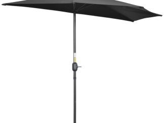 Outsunny 3 (m) Metal Frame Garden Furniture Parasol Half Round Umbrella Black