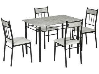 HOMCOM 5 Pieces Dining Room Sets, Kitchen Table and Chairs Set 4 with Marble Top
