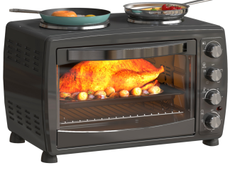 HOMCOM 36L Countertop Toaster Oven with 2 Hot Plates, Grill, Roast, Bake