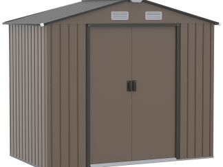 Garden Shed Storage Unit w/Locking Door Floor Foundation Vent Brown