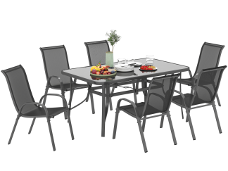 Outsunny 7 Piece Garden Dining Set w/ Dining Table and Chairs