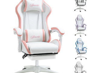 Vinsetto Racing Style Gaming Chair with Reclining Function Footrest, Pink